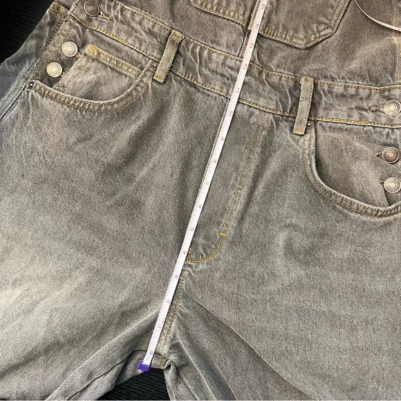 NWT Free People Gray Wide-Leg Denim Overalls - Picture 12 of 13